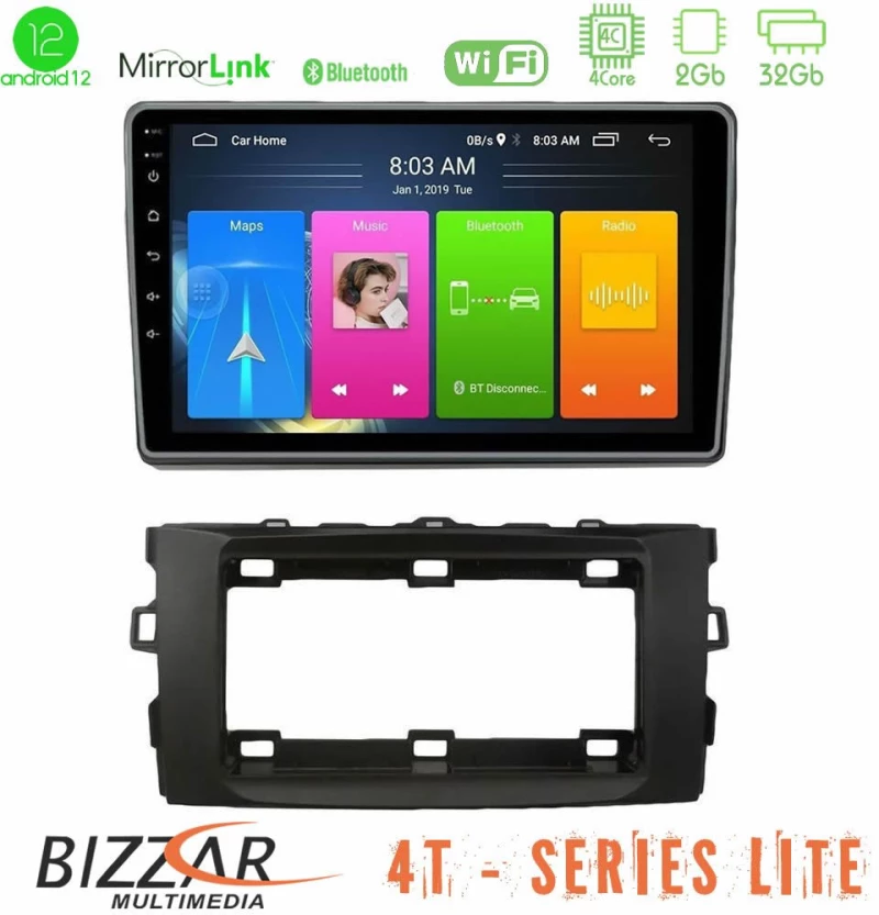 Bizzar 4T Series Toyota Auris 2013-2016 4core Android12 2+32GB Navigation Multimedia Tablet 10"