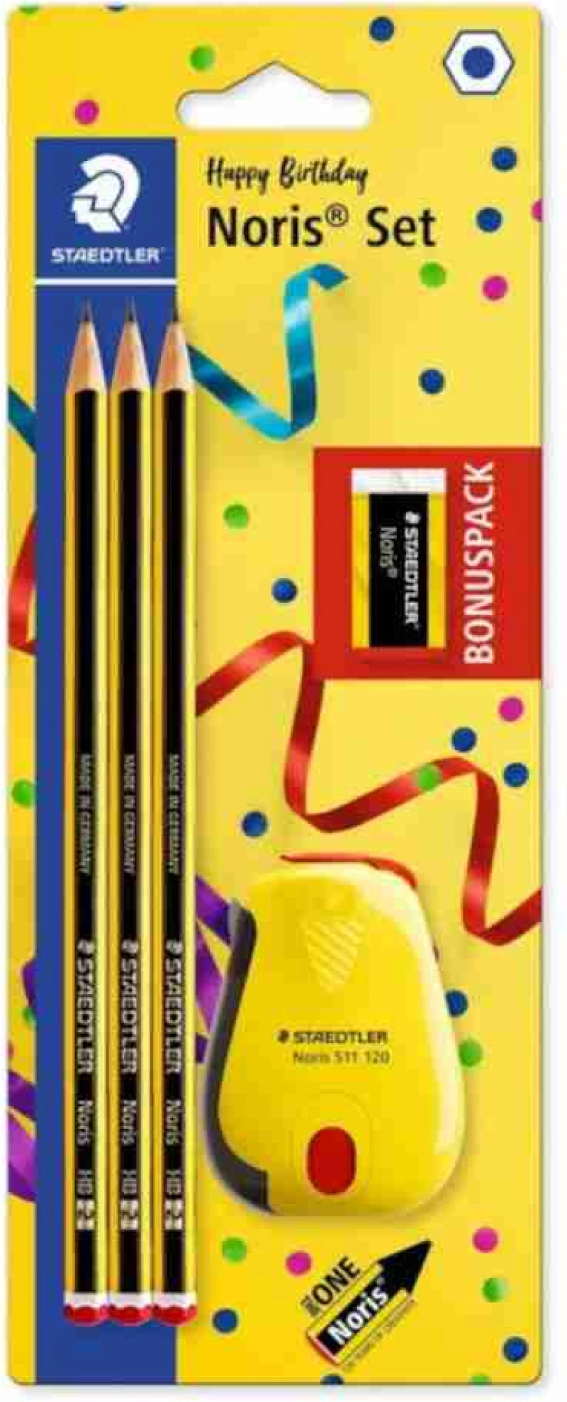 Σετ STAEDTLER 120 (3 Μολύβια+Ξύστρα) + Γόμα FREE Κίτρινο