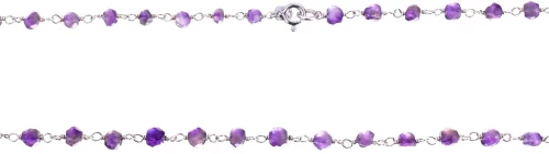 Κολιέ Ροζάριο Ασημένιο 925 45cm με αμέθυστο zirgon Gatsa 2656