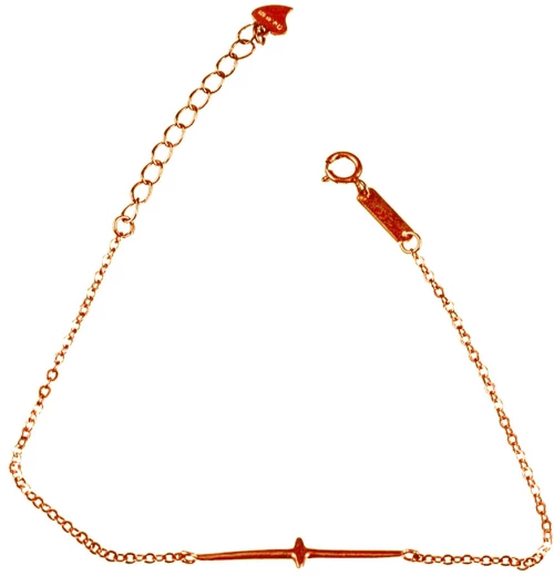 Βραχιόλι Σταυρός Επίχρυσο Ροζ 925 20cm διάμετρος Gatsa κωδ ΒΡ1145