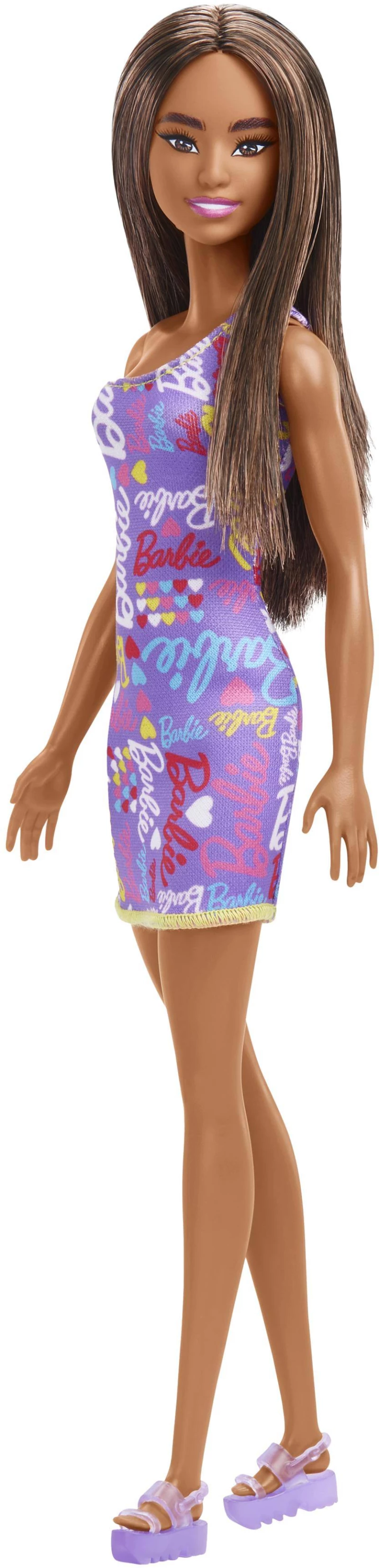BARBIE ΜΕ ΦΟΡΕΜΑ ΜΩΒ PRINT BARBIE MEΛΑΧΡΟΙΝΗ- GBK92/HGM57