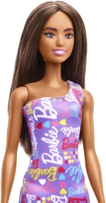 BARBIE ΜΕ ΦΟΡΕΜΑ ΜΩΒ PRINT BARBIE MEΛΑΧΡΟΙΝΗ- GBK92/HGM57