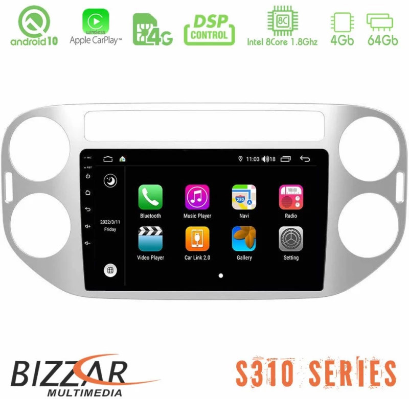 Bizzar S310 VW Tiguan Car Pad 9" Android 10 Multimedia Station