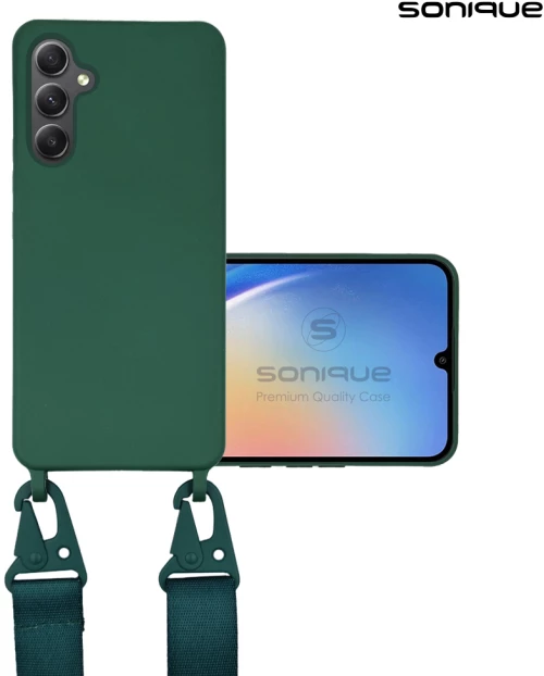 Θήκη Σιλικόνης με Strap CarryHang Sonique Samsung Galaxy A35 5G Πράσινο Σκούρο - Sonique - Πράσινο Σκούρο - Galaxy A35 5G - Θήκες Πλάτης