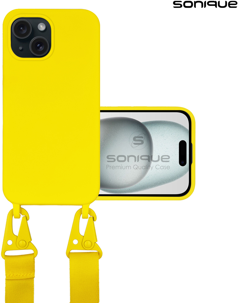 Θήκη Σιλικόνης με Strap CarryHang Sonique Apple iPhone 15 Κίτρινο - Sonique - Κίτρινο - iPhone 15 - Θήκες Πλάτης