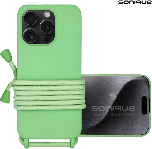 Θήκη Σιλικόνης με Κορδόνι CarryHang Sonique Apple iPhone 15 Pro Πράσινο Ανοιχτό - Sonique - Πράσινο Ανοιχτό - iPhone 15 Pro - Θήκες Πλάτης