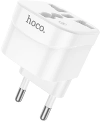 Αντάπτορας Hoco DC60 Universal (UK, 3C 3Plug, 3C 2Plug, US Plug) σε European Λευκός