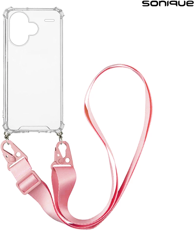 Θήκη Σιλικόνης με Strap Sonique Armor Clear Xiaomi Redmi Note 13 Pro Plus 5G Ροζ - Sonique - Ροζ - Redmi Note 13 Pro Plus 5G - Θήκες Πλάτης