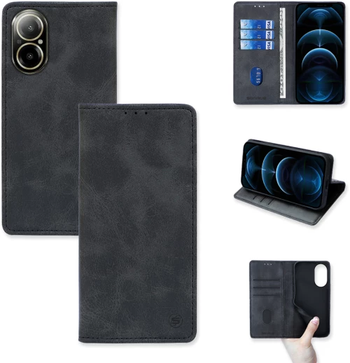 Θήκη Πορτοφόλι Vintage Magnet Wallet Sonique Realme Realme C67 4G Μαύρο - Sonique - Μαύρο - Realme C67 4G - Θήκη Πορτοφόλι