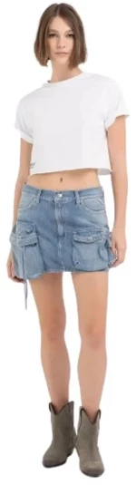 Replay Women Cargo Miniskirt Denim