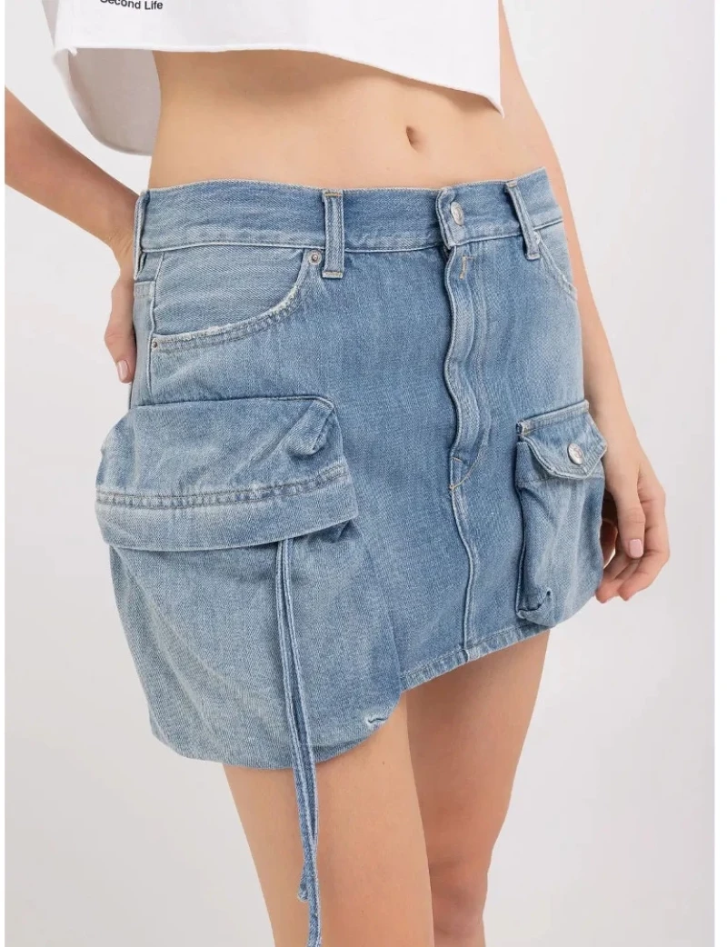 Replay Women Cargo Miniskirt Denim