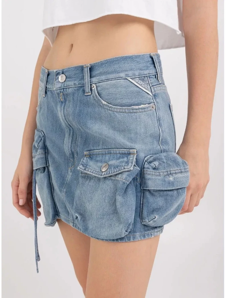 Replay Women Cargo Miniskirt Denim