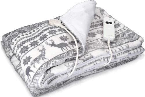 Navaris Electric Heating Blanket - Ηλεκτρική Θερμαινόμενη Πλενόμενη Κουβέρτα με Χρονοδιακόπτη για Αυτόματη Απενεργοποίηση - 180 x 130 cm - 120W - Christmas Design (45274.04.01)