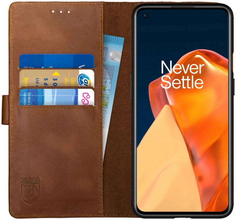 Rosso Deluxe Δερμάτινη Θήκη Πορτοφόλι OnePlus 9 - Brown (8719246296338)