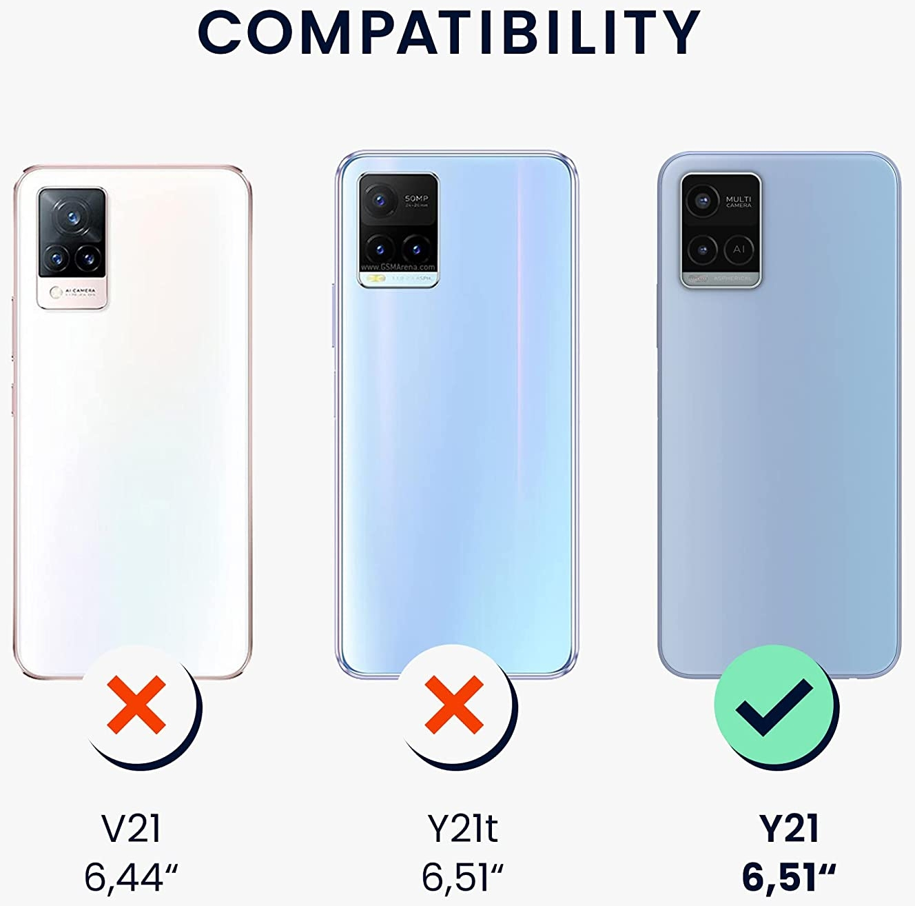 KWmobile Soft Slim Flexible Rubber Cover with Camera Protector - Θήκη Σιλικόνης Vivo Y21 με Πλαίσιο Κάμερας - Blue Grey (57577.12)