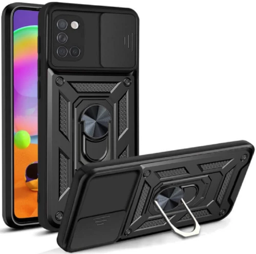 Bodycell Armor Slide - Ανθεκτική Θήκη Samsung Galaxy A31 με Κάλυμμα για την Κάμερα & Μεταλλικό Ring Holder - Black (5206015004568)