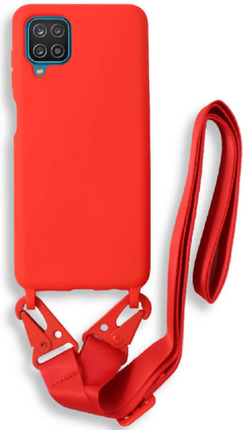 Bodycell Θήκη Σιλικόνης με Λουράκι Λαιμού - Samsung Galaxy A12 - Red (5206015000683)