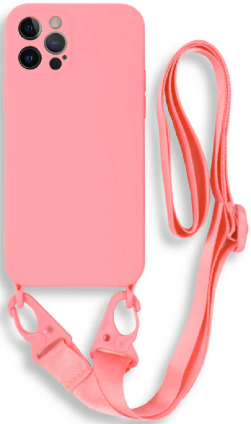 Bodycell Θήκη Σιλικόνης με Λουράκι Λαιμού - Apple iPhone 12 Pro Max - Pink (5206015000270)