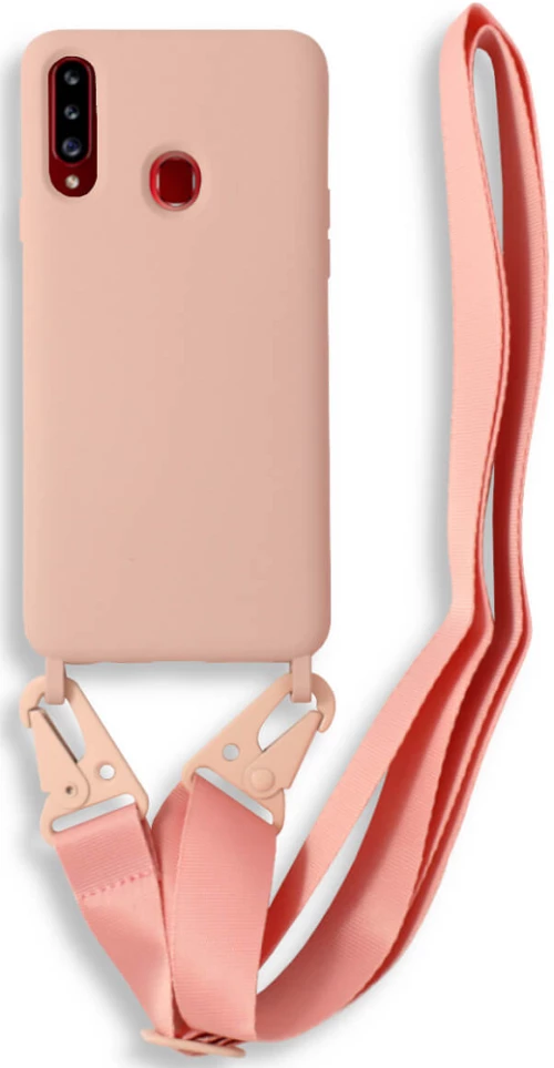 Bodycell Θήκη Σιλικόνης με Λουράκι Λαιμού - Samsung Galaxy A20s - Pink (5206015001185)