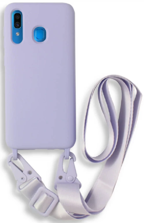 Bodycell Θήκη Σιλικόνης με Λουράκι Λαιμού - Samsung Galaxy A30 - Violet (5206015001345)