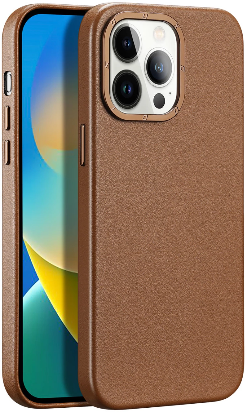 Duxducis Grit Elegant PU Leather - Σκληρή Θήκη MagSafe Apple iPhone 14 Pro - Brown (6934913036983)