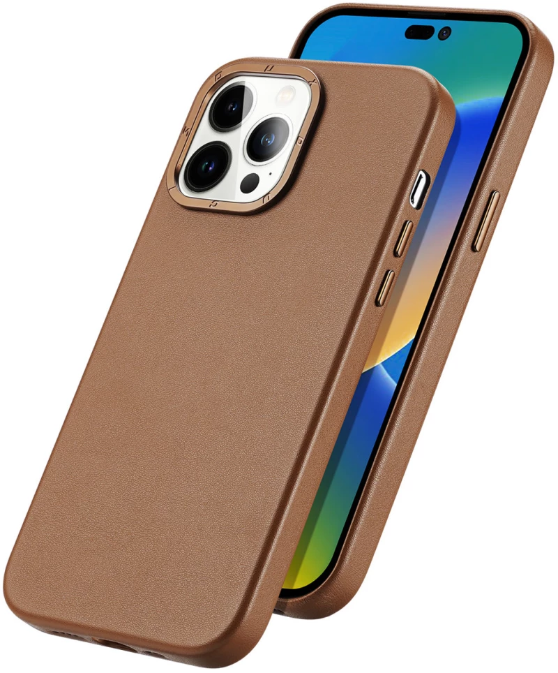 Duxducis Grit Elegant PU Leather - Σκληρή Θήκη MagSafe Apple iPhone 14 Pro - Brown (6934913036983)