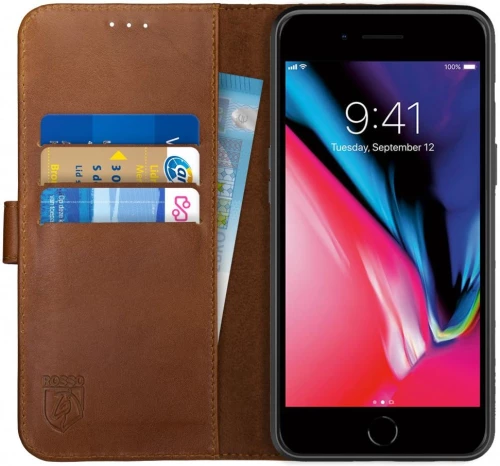 Rosso Deluxe Δερμάτινη Θήκη Πορτοφόλι Apple iPhone 8 Plus / 7 Plus - Brown (8719246128622)