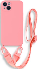 Bodycell Θήκη Σιλικόνης με Λουράκι Λαιμού - Apple iPhone 13 - Pink (5206015000300)
