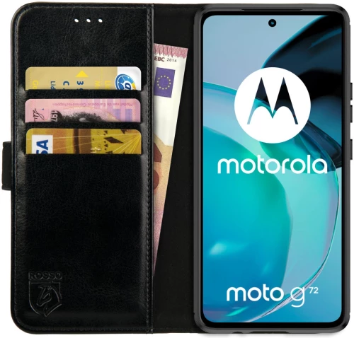 Rosso Element PU Θήκη Πορτοφόλι Motorola Moto G72 - Black (8719246376887)