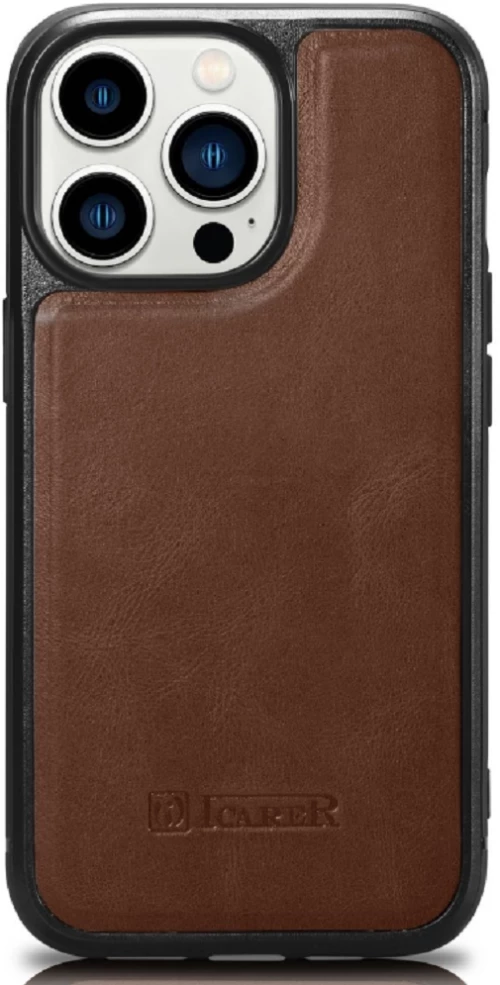 iCarer Oil Wax Leather Cover - Δερμάτινη Θήκη με TPU Bumper - Apple iPhone 14 Pro Max - Brown (WMI14220720-BN)