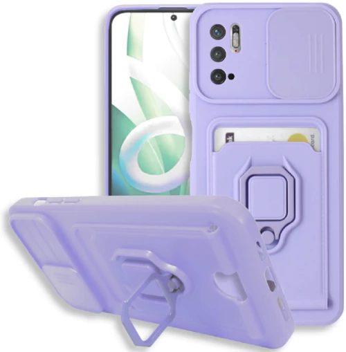 Bodycell Multifunction - Ανθεκτική Θήκη Xiaomi Redmi Note 10 5G / Redmi Note 10T 5G / Poco M3 Pro 5G με Λουράκι Λαιμού / Κάλυμμα Κάμερας / Ring Holder / Υποδοχή Κάρτας - Purple (5206015007156)