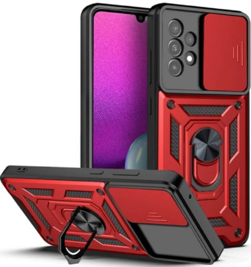 Bodycell Armor Slide - Ανθεκτική Θήκη Samsung Galaxy A53 5G με Κάλυμμα για την Κάμερα & Μεταλλικό Ring Holder - Red (5206015014383)