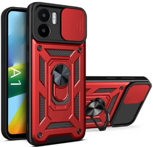 Bodycell Armor Slide - Ανθεκτική Θήκη Xiaomi Redmi A1 / A2 με Κάλυμμα για την Κάμερα & Μεταλλικό Ring Holder - Red (5206015018947)