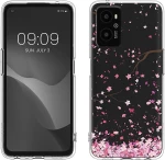 KWmobile Θήκη Σιλικόνης Oppo A76 / A96 - Cherry Blossoms Pink Petals / Dark Brown / Transparent (60981.01)
