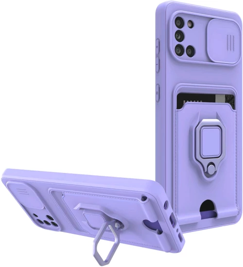 Bodycell Multifunction - Ανθεκτική Θήκη Samsung Galaxy A31 με Λουράκι Λαιμού / Κάλυμμα Κάμερας / Ring Holder / Υποδοχή Κάρτας - Purple (5206015012914)