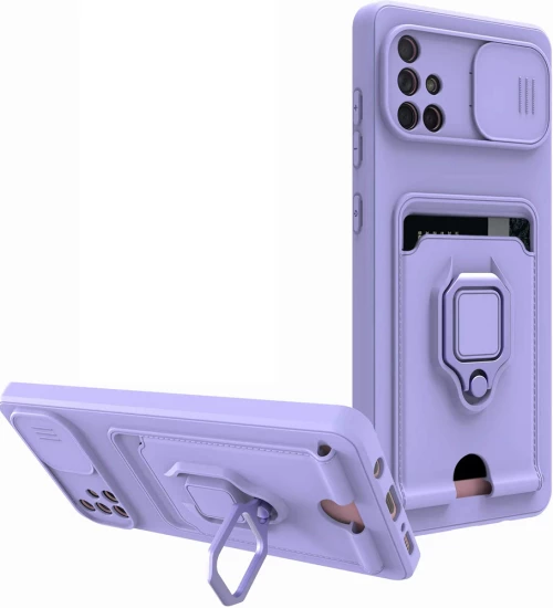 Bodycell Multifunction - Ανθεκτική Θήκη Samsung Galaxy A71 με Λουράκι Λαιμού / Κάλυμμα Κάμερας / Ring Holder / Υποδοχή Κάρτας - Purple (5206015013133)