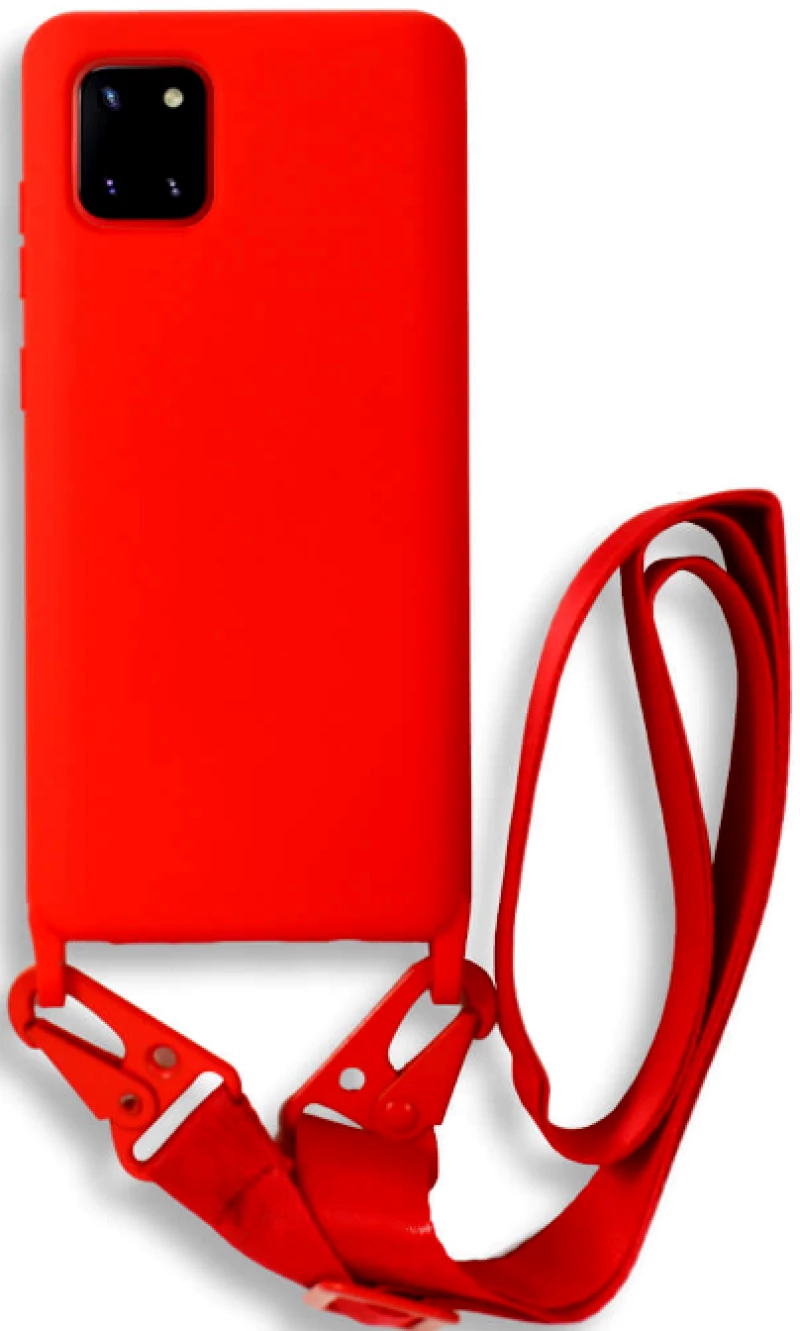 Bodycell Θήκη Σιλικόνης με Λουράκι Λαιμού - Samsung Galaxy Note 10 Lite - Red (5206015001741)
