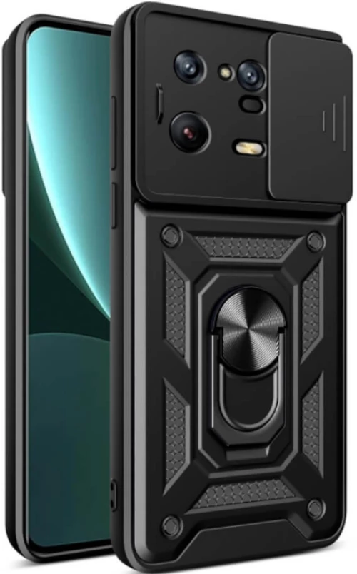Bodycell Armor Slide - Ανθεκτική Θήκη Xiaomi 13 Pro με Κάλυμμα για την Κάμερα & Μεταλλικό Ring Holder - Black (5206015011504)
