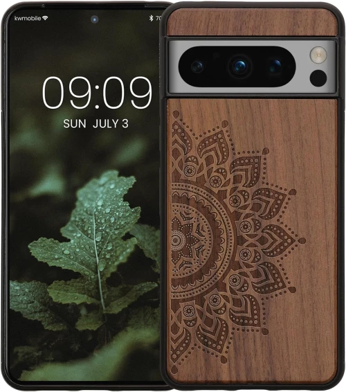 KWmobile Σκληρή Ξύλινη Θήκη με TPU Bumper - Google Pixel 8 Pro - Walnut / Rising Sun (61876.01)
