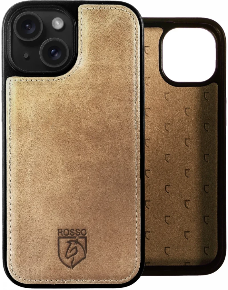 Rosso Elite - MagSafe Δερμάτινη Θήκη / Πορτοφόλι - Apple iPhone 15 - Light Brown (8719246419966)