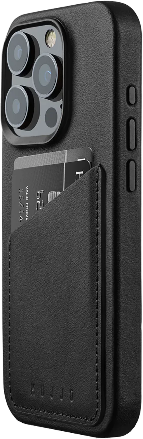 MUJJO Full Leather Wallet Case - Δερμάτινη Θήκη-Πορτοφόλι MagSafe - Apple iPhone 15 Pro - Black (MUJJO-CL-040-BK)