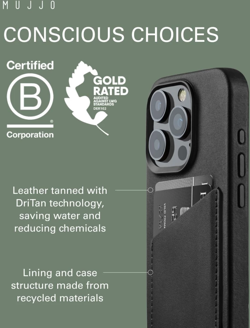 MUJJO Full Leather Wallet Case - Δερμάτινη Θήκη-Πορτοφόλι MagSafe - Apple iPhone 15 Pro - Black (MUJJO-CL-040-BK)