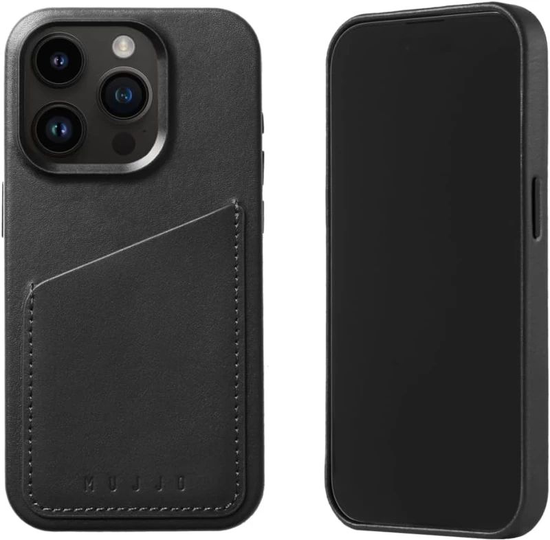 MUJJO Full Leather Wallet Case - Δερμάτινη Θήκη-Πορτοφόλι MagSafe - Apple iPhone 15 Pro - Black (MUJJO-CL-040-BK)