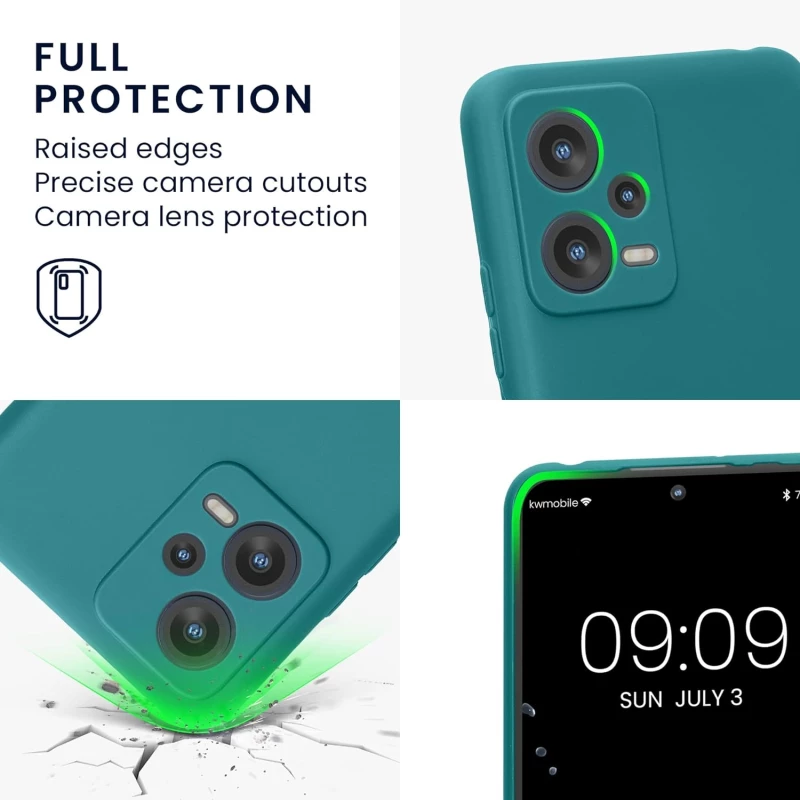 KWmobile Θήκη Σιλικόνης Xiaomi Redmi Note 12 5G / Poco X5 με Πλαίσιο Κάμερας - Teal Matte (60887.57)