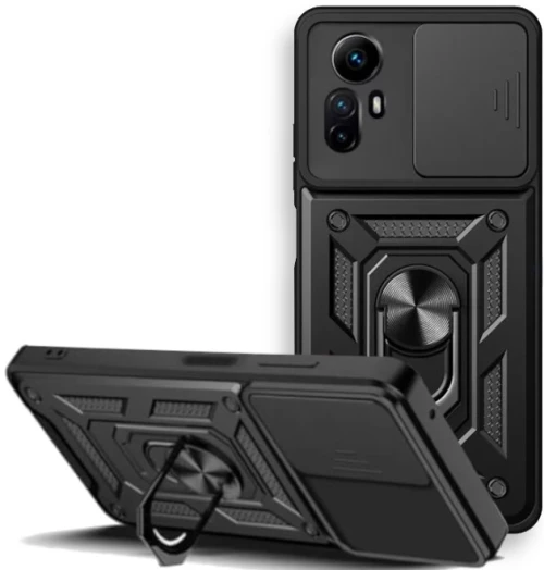 Bodycell Armor Slide - Ανθεκτική Θήκη Xiaomi Redmi Note 12S με Κάλυμμα για την Κάμερα & Μεταλλικό Ring Holder - Black (5206015022036)
