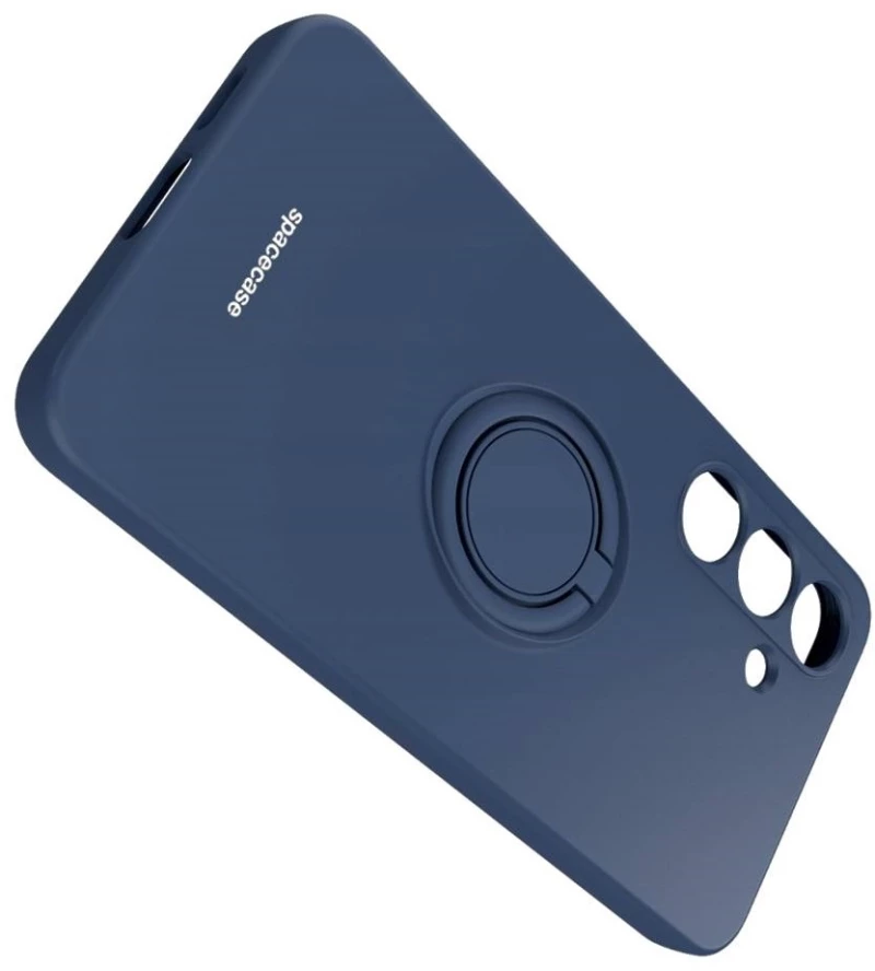 Θήκη Σιλικόνης με Μεταλλικό Μαγνητικό Ring Holder - Samsung Galaxy S24 - Spacecase Silicone Ring - Blue (5905719106706)