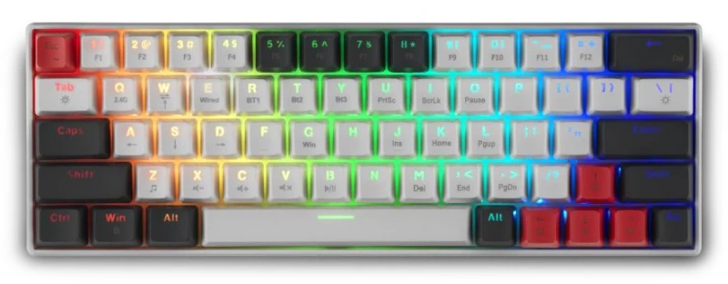 Spartan Gear - Pegasus 2 rgb Wired  Wireless 63 Keys Mechanical Gaming Keyboard (Color: White/grey)