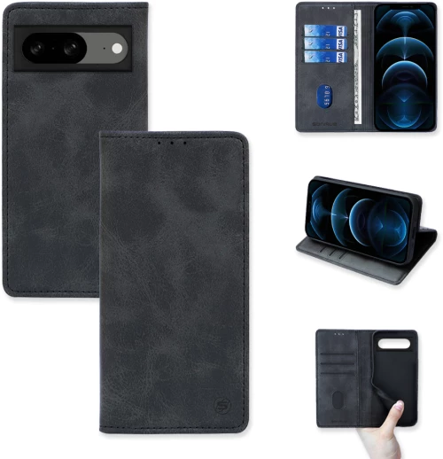 Θήκη Πορτοφόλι Vintage Magnet Wallet Sonique Google Pixel 8 5G Μαύρο - Sonique - Μαύρο - Pixel 8 5G - Θήκη Πορτοφόλι