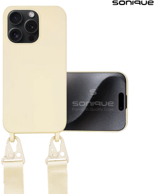Θήκη Σιλικόνης με Strap CarryHang Sonique Apple iPhone 15 Pro Max Μπεζ - Sonique - Μπεζ - iPhone 15 Pro Max - Θήκες Πλάτης
