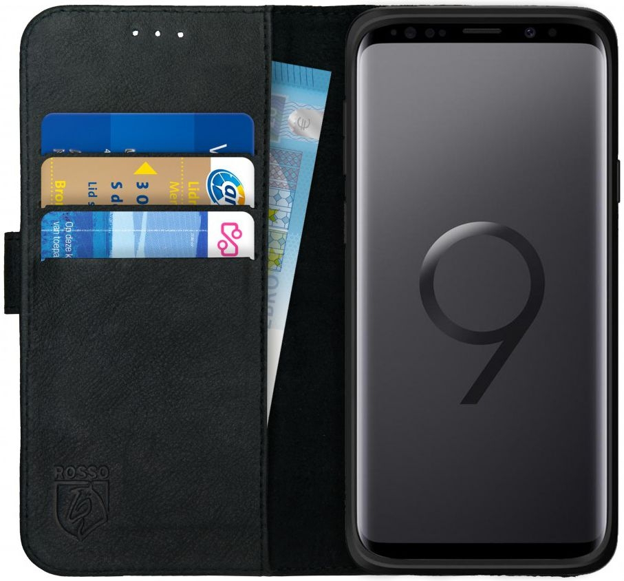Rosso Deluxe Δερμάτινη Θήκη Πορτοφόλι Samsung Galaxy S9 - Black (8719246133640)